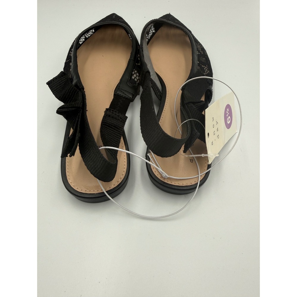 A New Day London Black Lace Floral Mesh Pointed Toe Slingback Bow Flats 6.5 - Picture 4 of 6